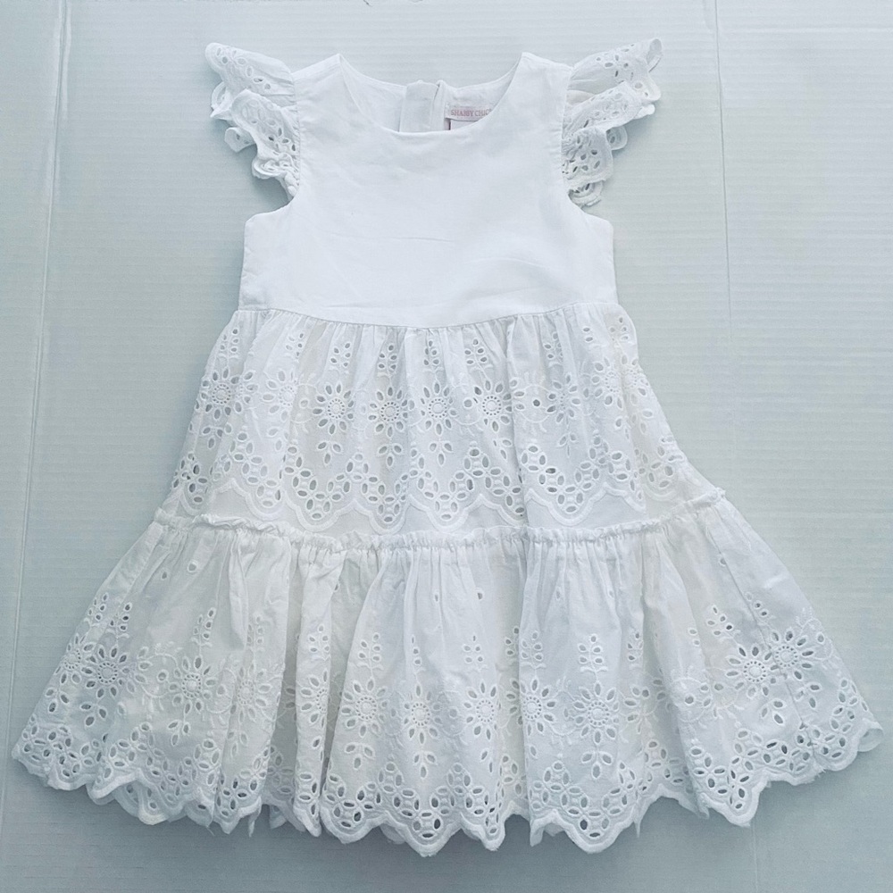 Shabby Chic White Eyelet Toddler Dress